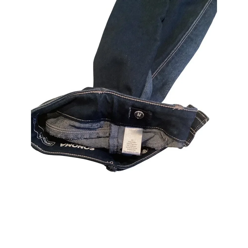 Sonoma Girls 6X Reg Jegging Adjustable Waist Dark Wash Denim Pants‎ Blue